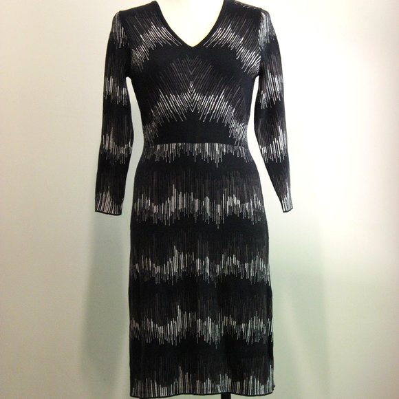 Anne Klein Pullover Black Striped Sweater Dress - Picture 1 of 7